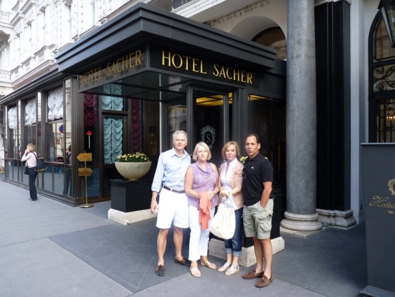 visting Vienna with friends at the Hotel Sacher after ironman austria
