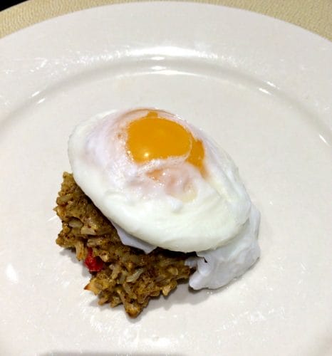 homemade rice cakes with poached egg