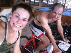 Lindsay and Guy on their computrainers.