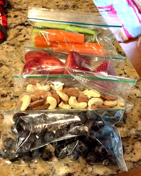 prepped snacks in triathlon kitchen