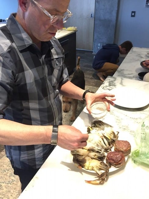 a dad fixing dinner during a mom fail