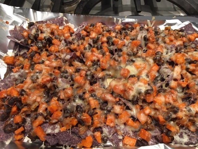 sweet potato and black bean nachos