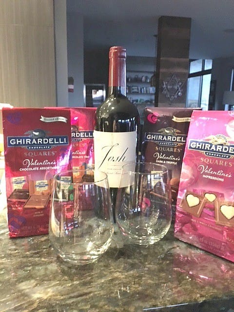 wine and chocolate for valentine's day