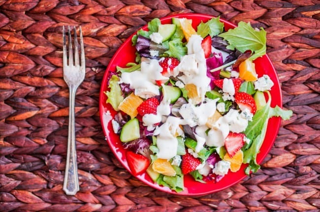 summer salads with fresh fruits and vegetables