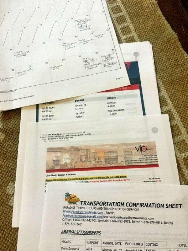 This is what goes in a binder for travel organization.