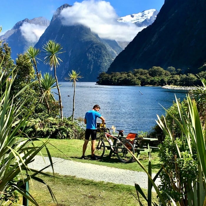 are there bikers in milford sound one of south island new zealand sites for triathletes