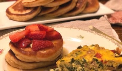 pancakes and frittata breakfast for dinner