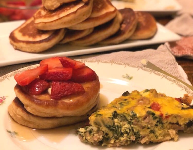 pancakes and frittata breakfast for dinner