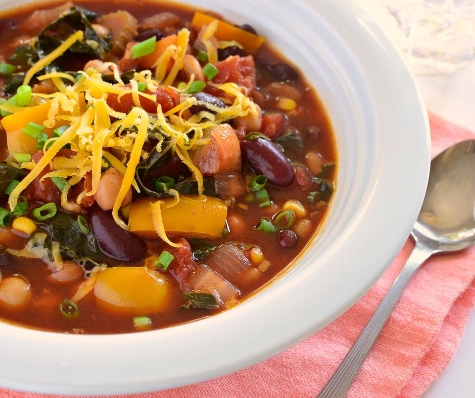 Hearty and Filling Bean and Vegetable Chili Recipe Made in the Slow Cooker