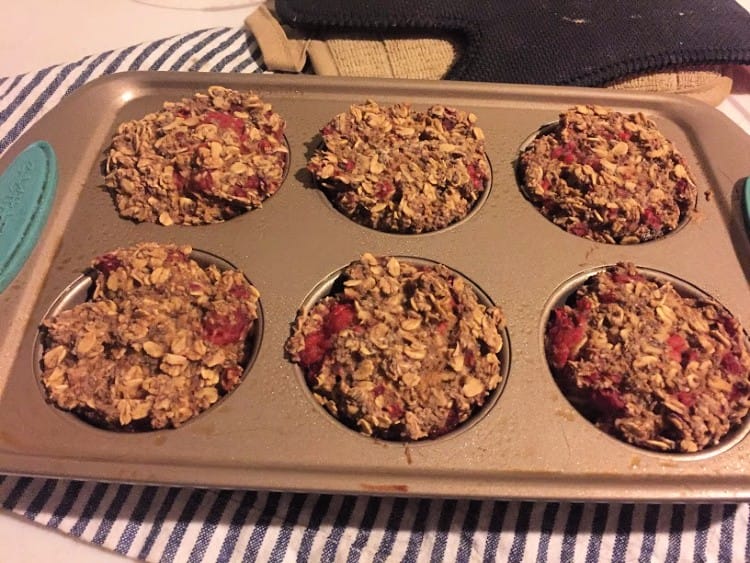 chia oatmeal cups recipe in muffin tin