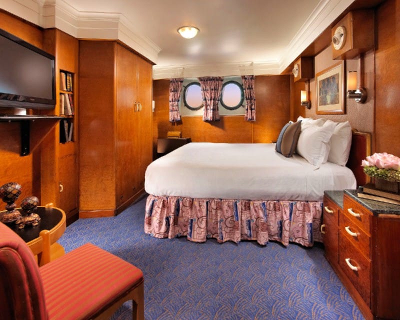 a room in the Queen Mary Hotel in Long Beach