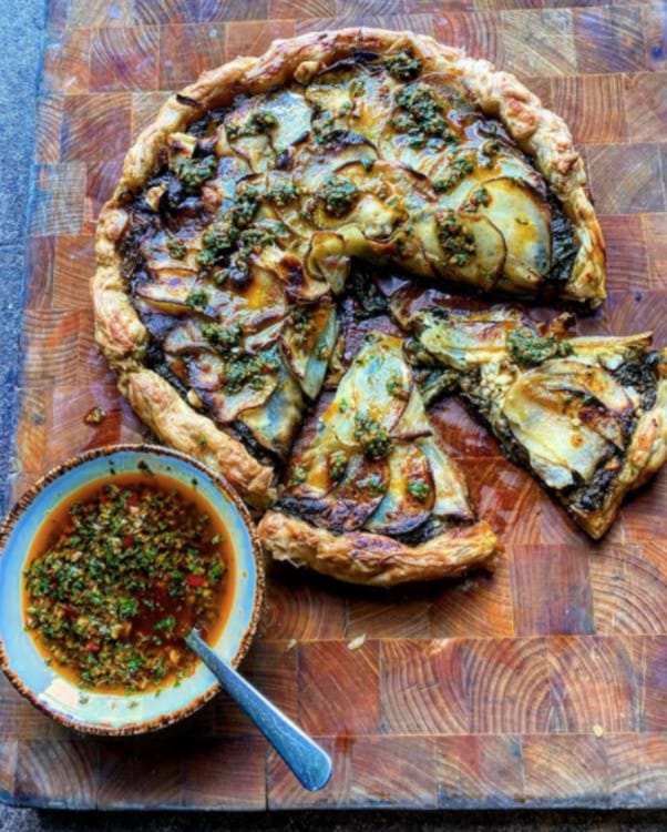 spinach feta and potato pie from veggie-centric cookbooks