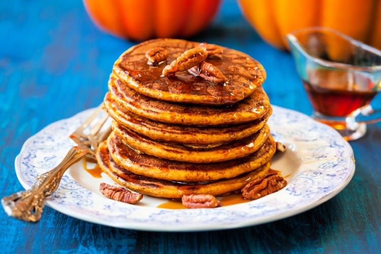 homemade pumpkin puree in pancakes