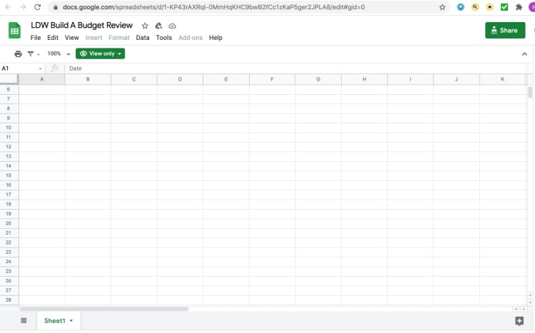 google spreadsheet for developing a budget