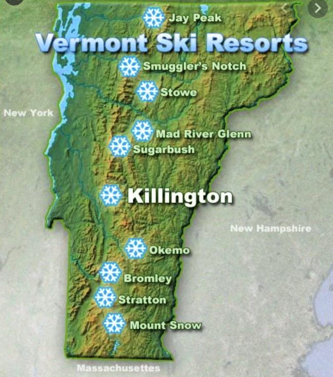 vermont ski resorts map