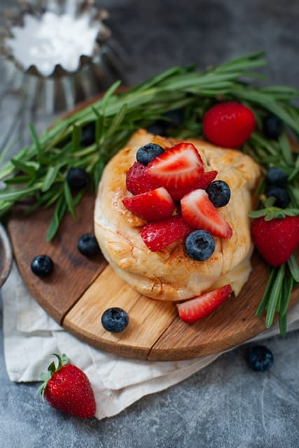 Puff pastry dessert recipes include this baked brie in puff pastry.