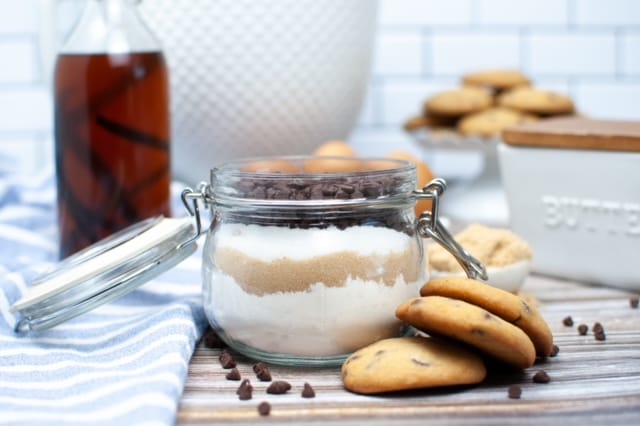 chocolate chip cookies in a jar