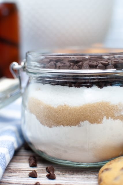 chocolate chip cookies in a jar