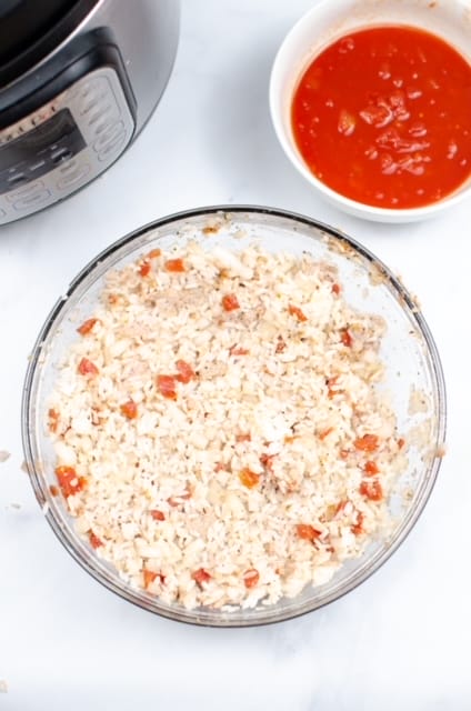 The stuffing for this stuffed peppers recipe can be made to suit your tastes.