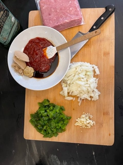 The ingredients needed for turkey sloppy joes are minimal.